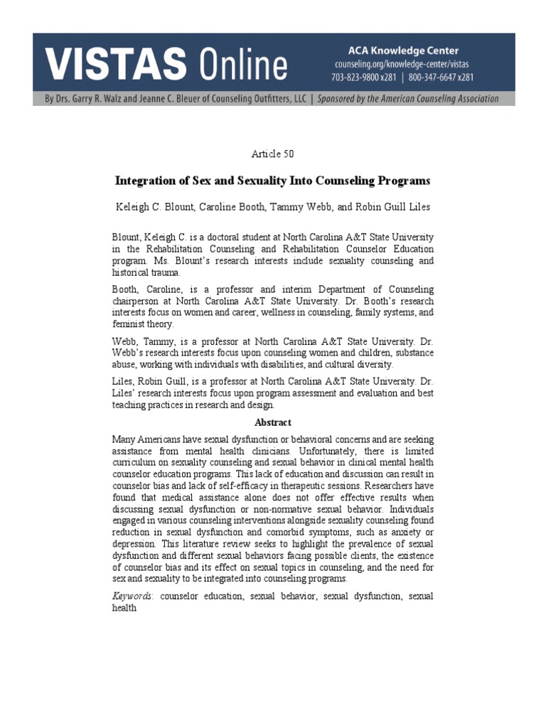 Integration of Sex and Sexuality | PDF | Psychotherapy | Orgasm