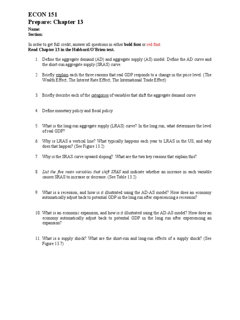 Econ 151 Week 10 - Chapter 13 Study Revised | PDF