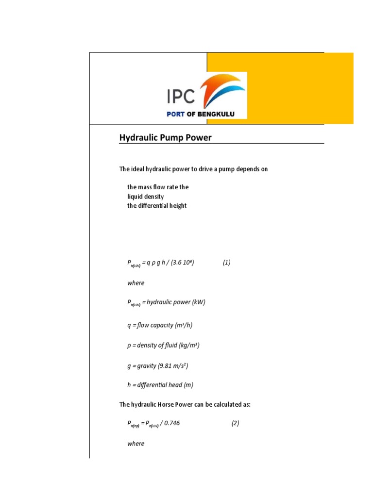 Pump & Pressure Drop Calculation | PDF | Physics | Chemical Engineering