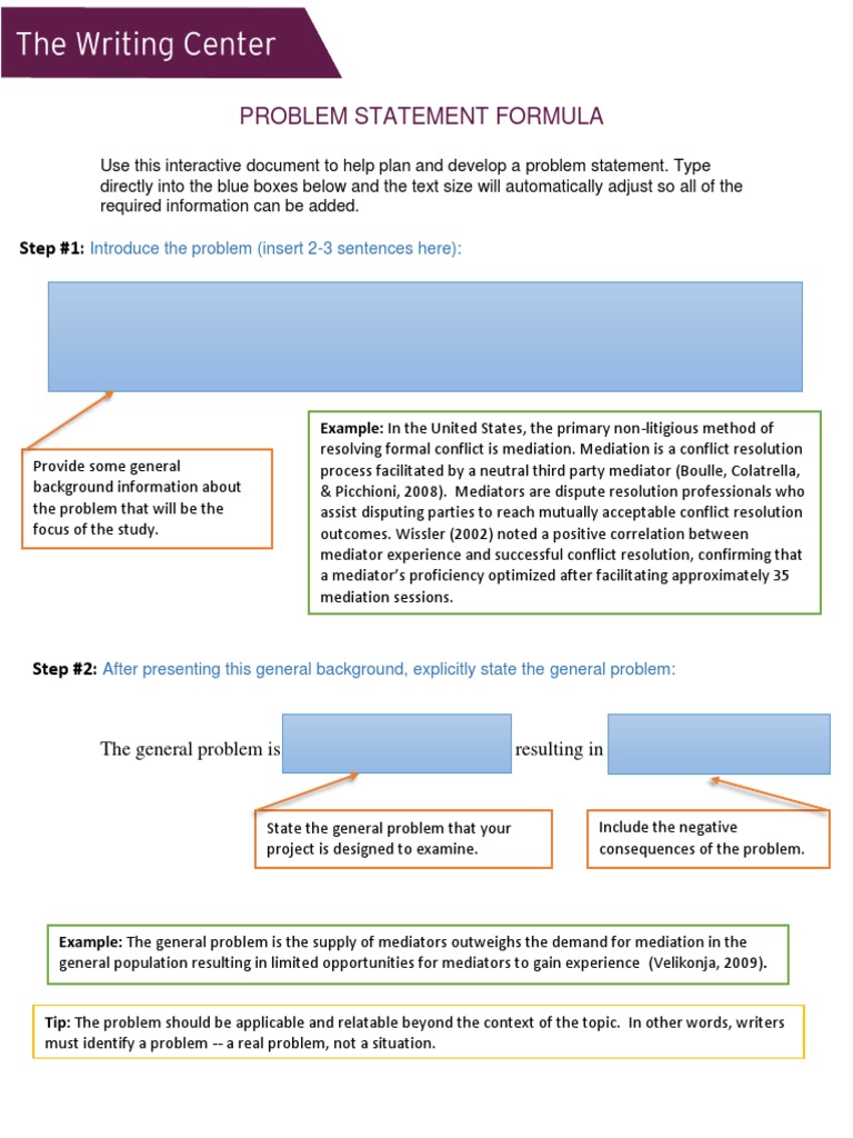 Problem Statement Formula | PDF | Conflict Resolution | Mediation