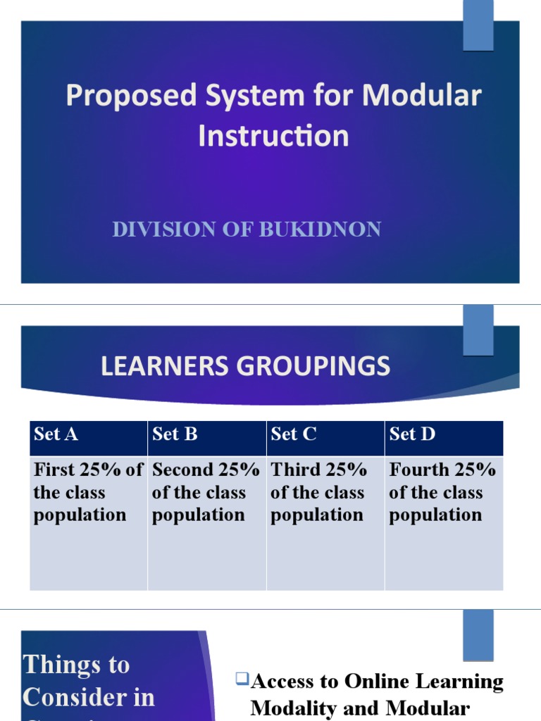 Proposed System For Modular Instruction: Division of Bukidnon | PDF ...