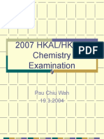 2007 HKAL/HKASL Chemistry Examination: Pau Chiu Wah 19.3.2004