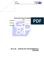 Op-3-30. Checklist For Borehole Testing: Work Instructions For Engineers