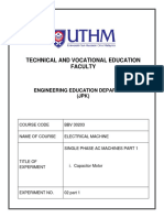 Technical and Vocational Education Faculty Engineering Education Department (JPK) Single Phase AC Machines Part 1 Capacitor Motor Connection and Starting