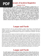 Basic Concepts of Modern Linguistics: Language Et Parole