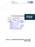 Op-3-74. Checklist For Pull Out Test (Soil Nail) : Work Instructions For Engineers