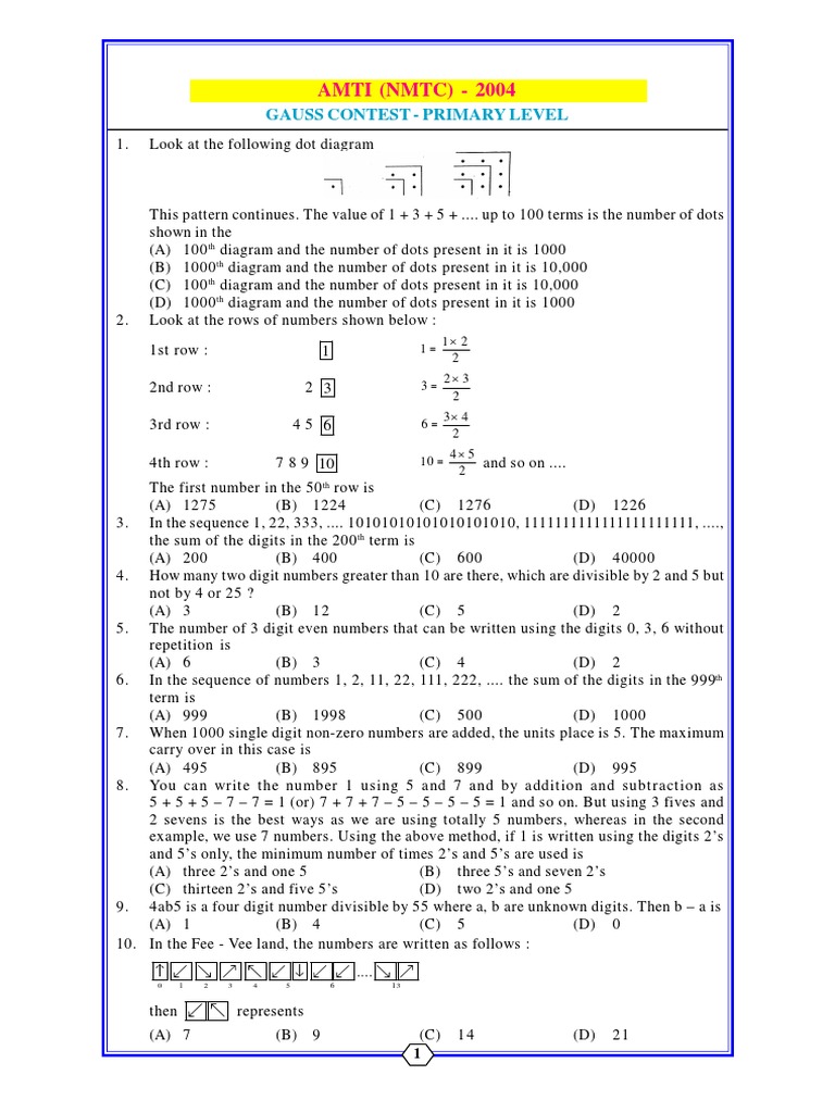 NMTC 2019 Question Paper Solutions | PDF | Triangle | Area