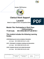 Module Title: Participating in Work Place Communication Code: EIS CWS2 MO10TTLM 0919v1 This Module Includes The Following Learning Guides