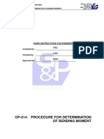 Op-014. Procedure For Determination of Bending Moment: Work Instructions For Engineers