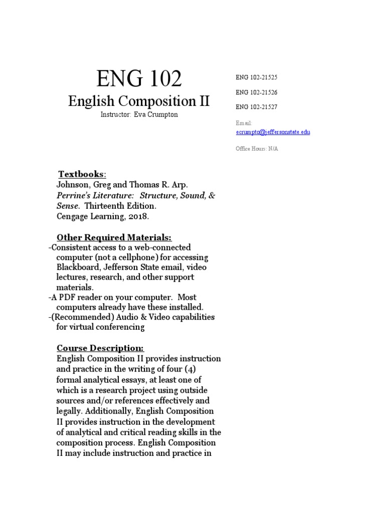English Composition II Syllabus | PDF | Section 504 Of The ...
