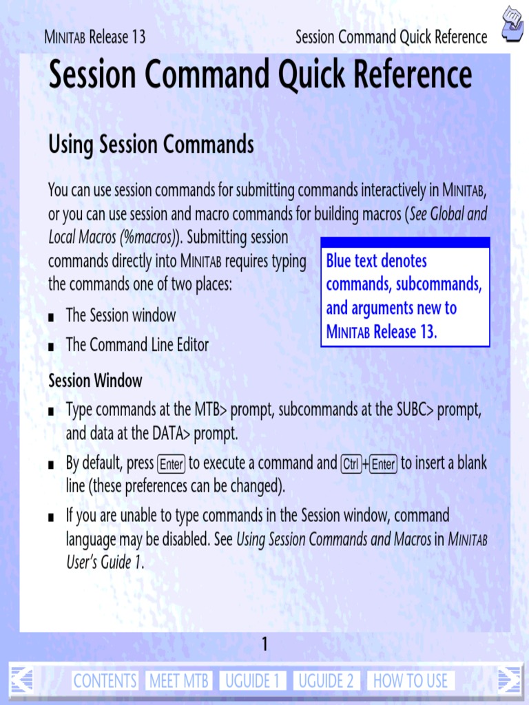 MINITAB 13 Command Quick Reference | PDF | Command Line Interface ...