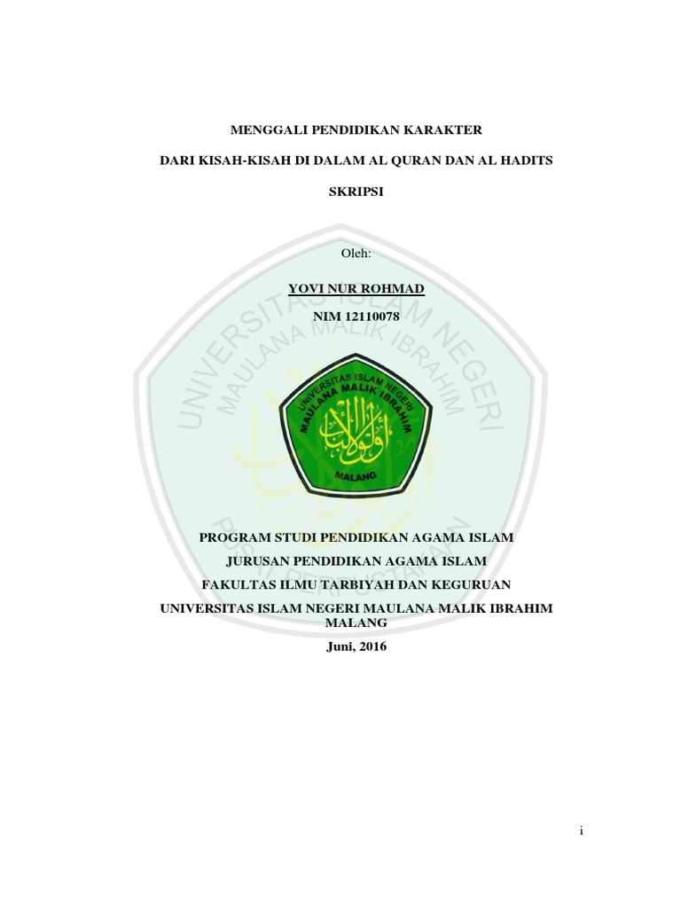 Pendidikan Karakter dalam Al Quran dan Hadits | PDF