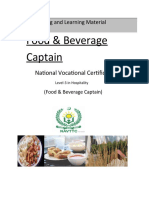 Teaching Materials for Food & Beverage Captain NVQ Level 3