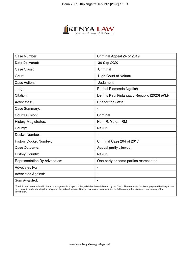 Criminal Appeal 24 of 2019 | PDF | Plea | Criminal Procedure In South ...