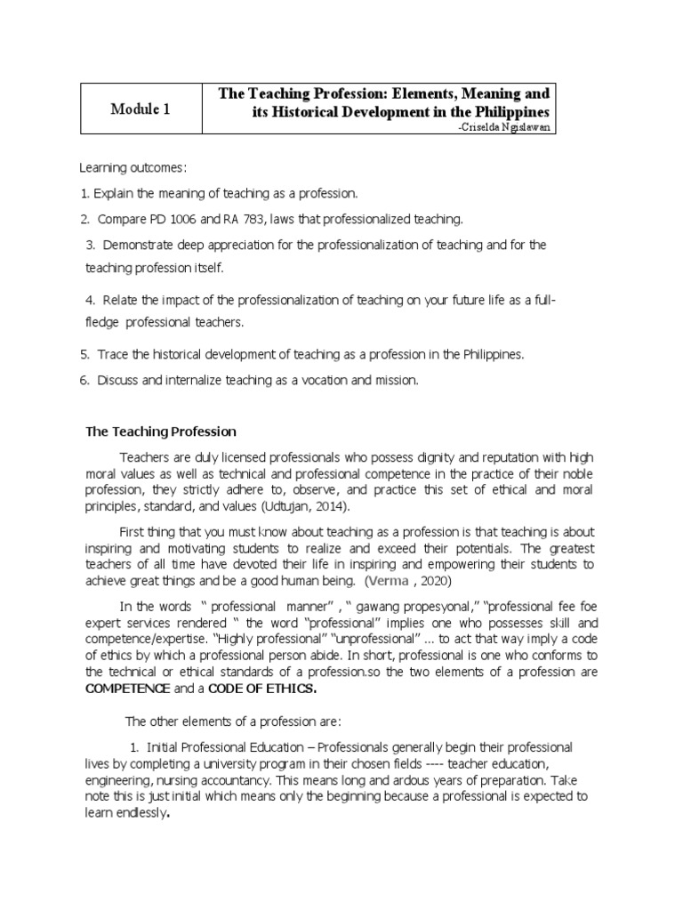Historical Development of Teaching in the Philippines | PDF | Licensure ...