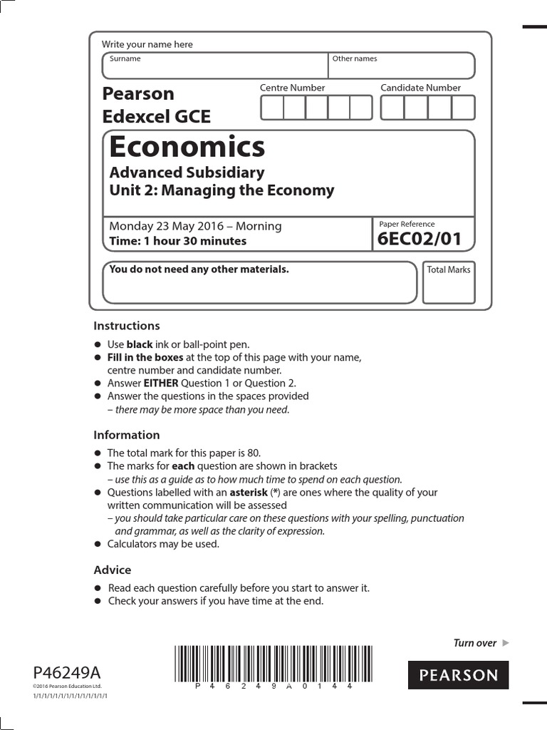 Economics: Pearson Edexcel GCE | PDF | Balance Of Trade | Economic Growth