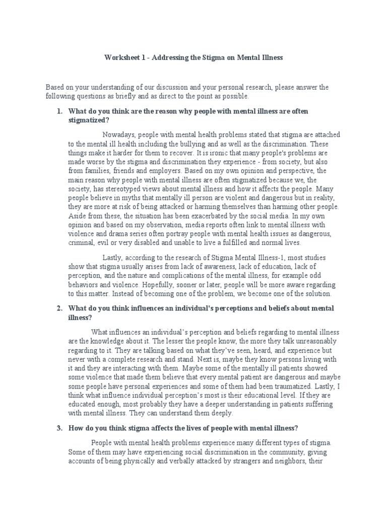 Addressing The Stigma On Mental Illness | PDF | Social Stigma | Mental ...