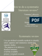 How To Do A Systematic Literature Review?: Nemanja Lakicevic