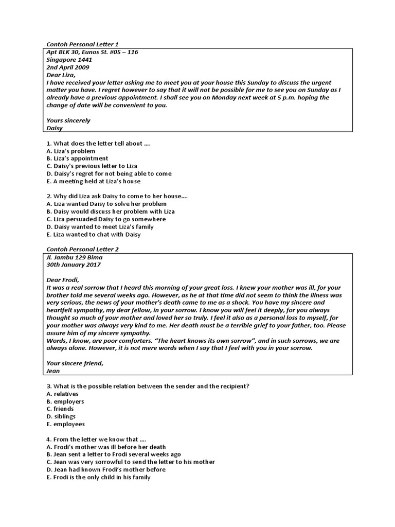 Exercise Personal Letter 1 | PDF | Wellness | Medical