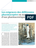 Les Exigences Des Différentes Pharmacopées: en Matière D'eau Pharmaceutique