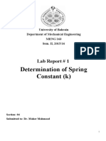 Determination of Spring Constant (K) : Lab Report # 1