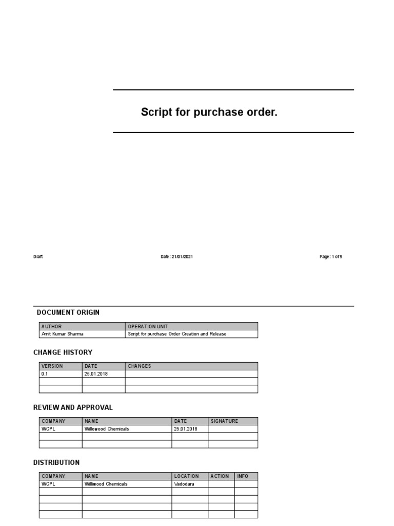Purchase Order Creation Script | PDF