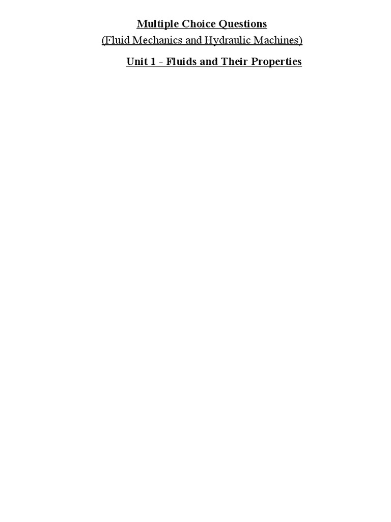 Fluid Mechanics MCQs for Engineers | PDF | Viscosity | Fluid