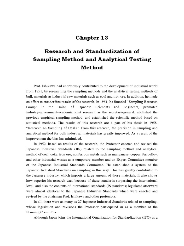Research and Standardization of Sampling Method and Analytical Testing ...