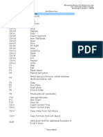 Excel Shorcut Keys