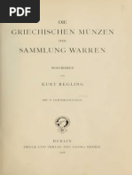 Die Griechischen Münzen Der Sammlung Warren. (Textband) / Beschr. Von Kurt Regling