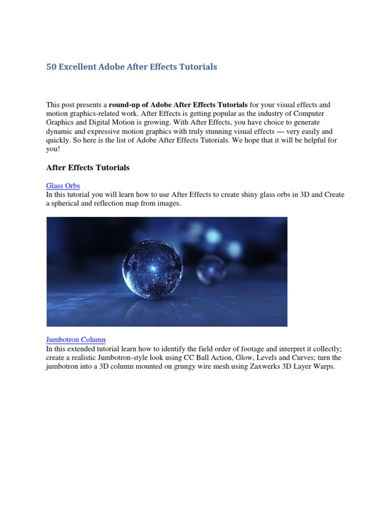 Essential After Effects Tutorials Guide | PDF | 3 D Computer Graphics ...