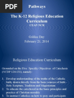 Pathways The K-12 Religious Education Curriculum: Gslilee Day February 21, 2014