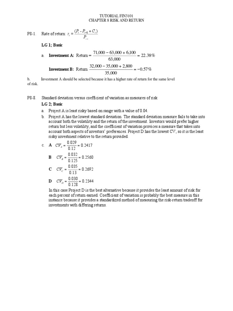 Risk and Return Analysis in Finance | PDF | Coefficient Of Variation ...