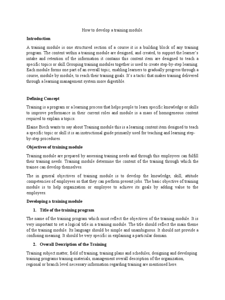 Developing Effective Training Modules | PDF | Competence (Human ...