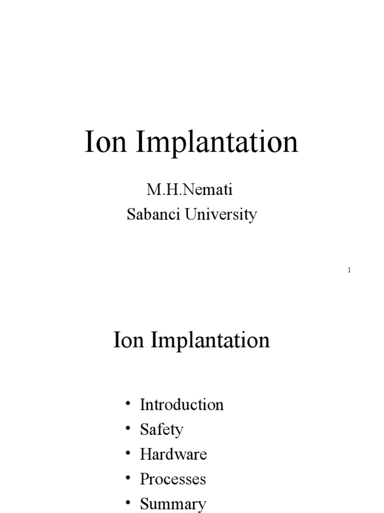 Ion Implantation in Semiconductor Manufacturing | PDF | Ion ...