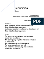 Amor Sin Condicion Letra PDF