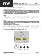 Lecture Notes and Lab Handouts Object Oreinted Programming (Itec / Seng - 321) Week. 1 Topic Covered