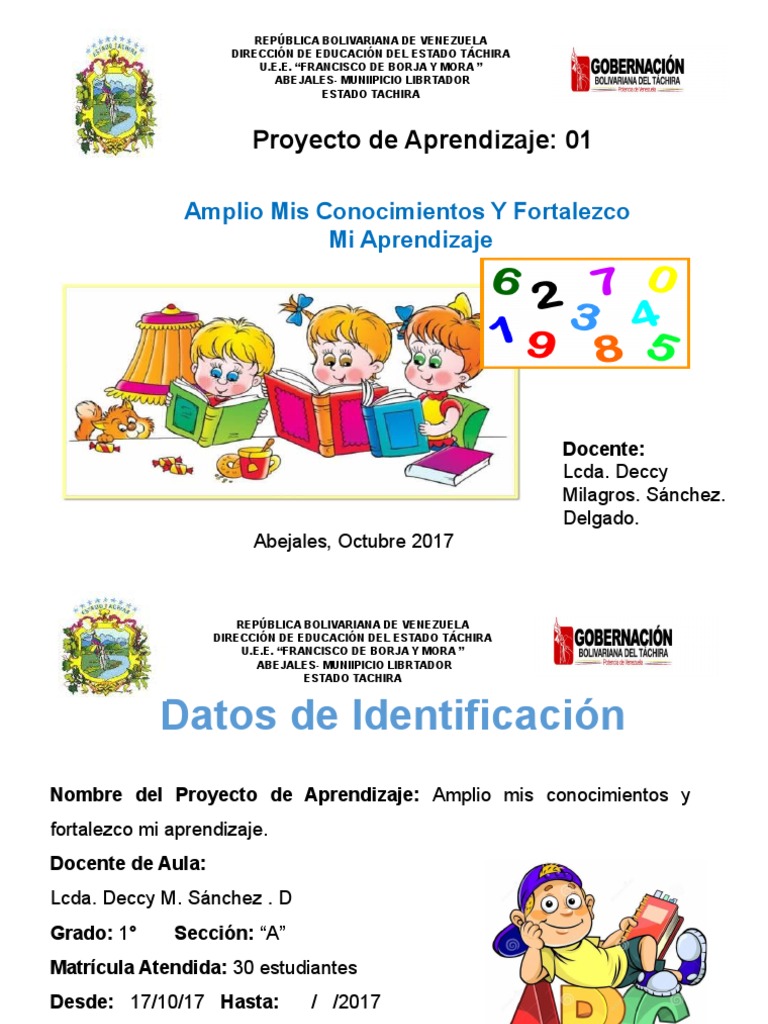 Proyecto de Aprendizaje 1° Grado | PDF | Salón de clases | Comunicación