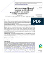 Strategic Entrepreneurship and Performance: An Institutional Perspective On Indian Family Businesses