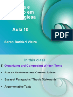 Leitura e Redação em Língua Inglesa Aula 10: Sarah Barbieri Vieira