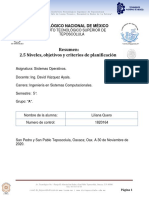 Resumen 2.5 Niveles, Objetivos y Criterios de Planificación