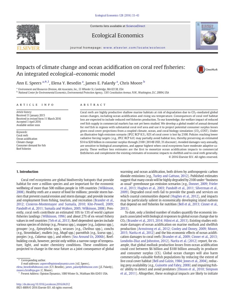 Impacts of Climate Change and Ocean Acidification On Coral Reef ...