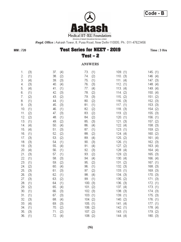 2-Solution Aakash Test Neet | PDF | Plant Stem | Root