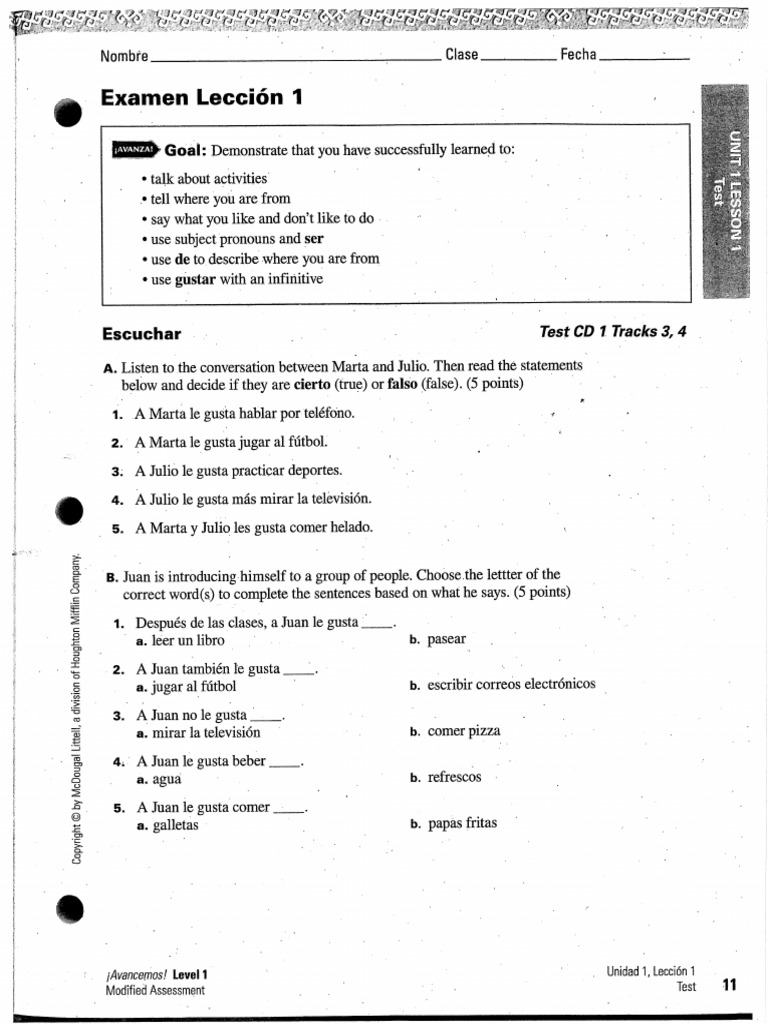SPAN 1 Etapa 1.1 Examen - M | PDF