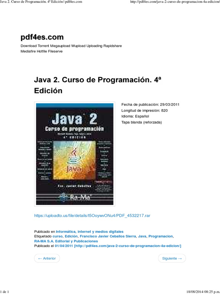 Java 2: Curso de Programación 4ª Edición | PDF