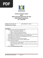 Faculty of Computer Studies M251 Object Oriented Programming With JAVA MOCK Midterm Examination Fall - 2019-2020