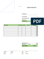 Modelo Presupuesto Excel