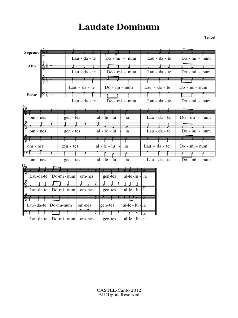 Partitura de Laudate Dominum Taizé | PDF