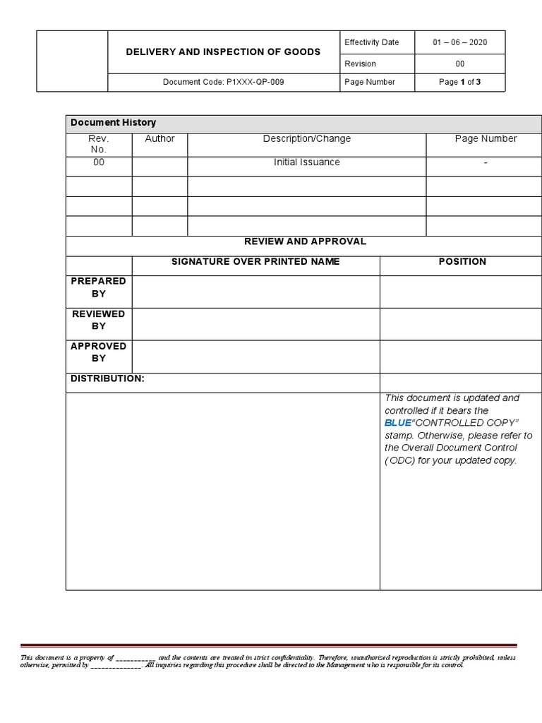Delivery and Inspection Procedures | PDF | Receipt | Accounting And Audit