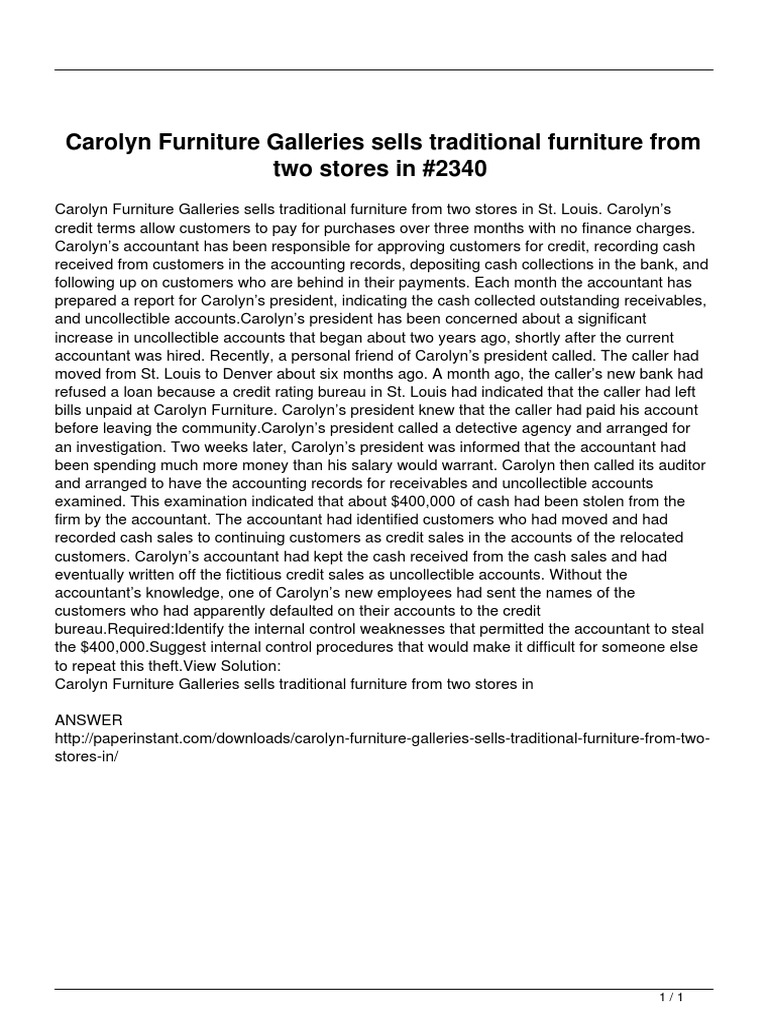 Carolyn Furniture Galleries Sells Traditional Furniture From Two Stores in PDF Credit